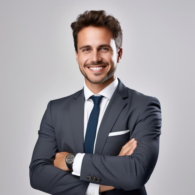 senior businessman portrait on white background premium ai generated image